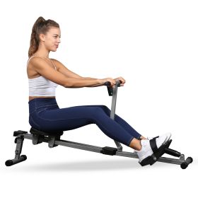 YSSOA Fitness Rowing Machine Rower Ergometer, with 12 Levels of Adjustable Resistance, Digital Monitor and 260 lbs of Maximum Load, Black