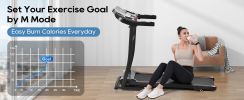 Folding Treadmill Electric Running Machine 2.5HP Motor 300LBS Weight Capacity Walking Jogging Machine with 3 Level Incline 12 Preset Programs for Home