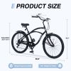 7 Speed Bicycles 26"Inch Multiple Colors Men's Beach Cruiser Bike