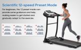 Folding Treadmill Electric Running Machine 2.5HP Motor 300LBS Weight Capacity Walking Jogging Machine with 3 Level Incline 12 Preset Programs for Home