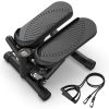 Steppers for Exercise - Mini Stair Stepper Machine with Resistance Bands 330lbs Twist Stepper Portable Exercise Equipment for Full Body Workout-Black