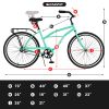 S26204 26 Inch Beach Cruiser Bike for Men and Women, Steel Frame, Single Speed Drivetrain, Upright Comfortable Rides, Multiple Colors