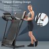 Electric Motorized Treadmill with Audio Speakers; Max. 10 MPH and Incline for Home Gym