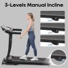 Folding Treadmill Electric Running Machine 2.5HP Motor 300LBS Weight Capacity Walking Jogging Machine with 3 Level Incline 12 Preset Programs for Home