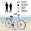 Single Speed Bicycles 26"Inch,Steel Frame, Wide Wheels for Stability, Rear Coaster Brakes,Multiple Colors Men's Beach Cruiser Bike