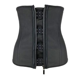 Women Latex Waist Trainer Body Shaper Corsets with Zipper Cincher Corset Top Slimming Belt Black Shapers Shapewear Plus Size (Color: BLACK, size: XS)