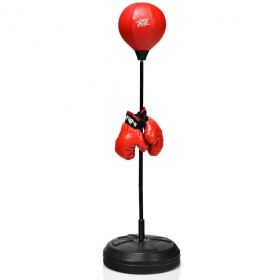 Both Adults And Kids Hand-Eye Coordination Ability Adjustable Height Boxing Punching Bag Stand Set (Type: Exercise & Fitness, Color: Red)