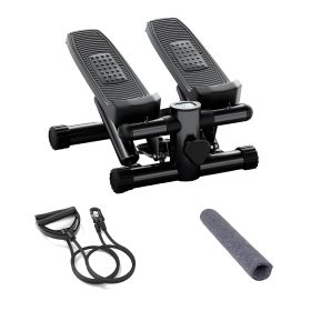 Mini Fitness Stepper, Hydraulic Fitness Stepper with Resistance Bands and Display, Silent Design, Weight Capacity 300LBS, Portable Stepper for Total B (Color: as Pic)