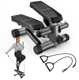 Steppers for Exercise, Stair Stepper with Resistance Bands, Mini Stepper with 330LBS Loading Capacity, Hydraulic Fitness Stepper with LCD Monitor, No (Color: as Pic)