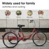 Adult Tricycles, 1 Speed Adult Trikes 24 inch 3 Wheel Bikes, Three-Wheeled Bicycles Cruise Trike with Shopping Basket for Seniors, Women, Men