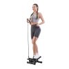 Mini Fitness Stepper, Hydraulic Fitness Stepper with Resistance Bands and Display, Silent Design, Weight Capacity 300LBS, Portable Stepper for Total B