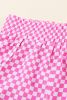 Pink Plaid High Waisted Athletic Shorts